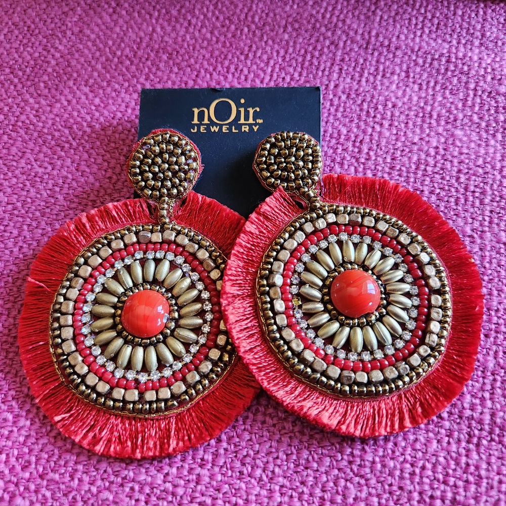 Noir Jewelry Red Statement Earrings